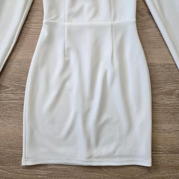 Lulus Treasure Forever White Long Sleeve Bodycon Mini Dress with V Neck Size XS - Picture 5 of 17